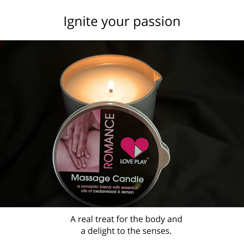 [Australia - AusPower] - LOVE PLAY Romance Massage Candle - Moisturizing Body Oil Candle for Couples and Home Spa - Luxurious & Hydrating Skin Care Body Massage Oils - Natural, Vegan (6.76oz) 