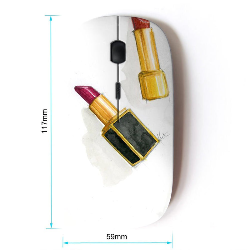 [Australia - AusPower] - KawaiiMouse [ Optical 2.4G Wireless Mouse ] Lipstick Gold Red Watercolor Clean White 
