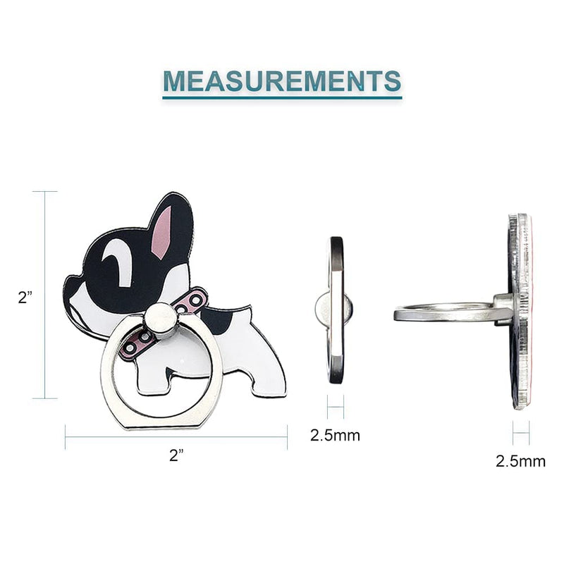 [Australia - AusPower] - Cell Phone Ring Holder Stand, 360 Degree Rotation Universal Finger Ring Kickstand with Metal Grip [Compatible with Any Smart Phone - iPhone, Samsung, LG & More] French Bulldog 5 Types (Curious) Curious 