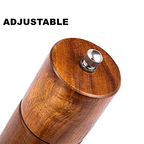 [Australia - AusPower] - Salt and pepper grinder set ,Pepper Mill, Salt Grinder Acacia Wood with a Adjustable Ceramic Rotor and easily refillable for Seasoning, Cooking, Dining, Perfect Gift 8 inches -Pack of 2 