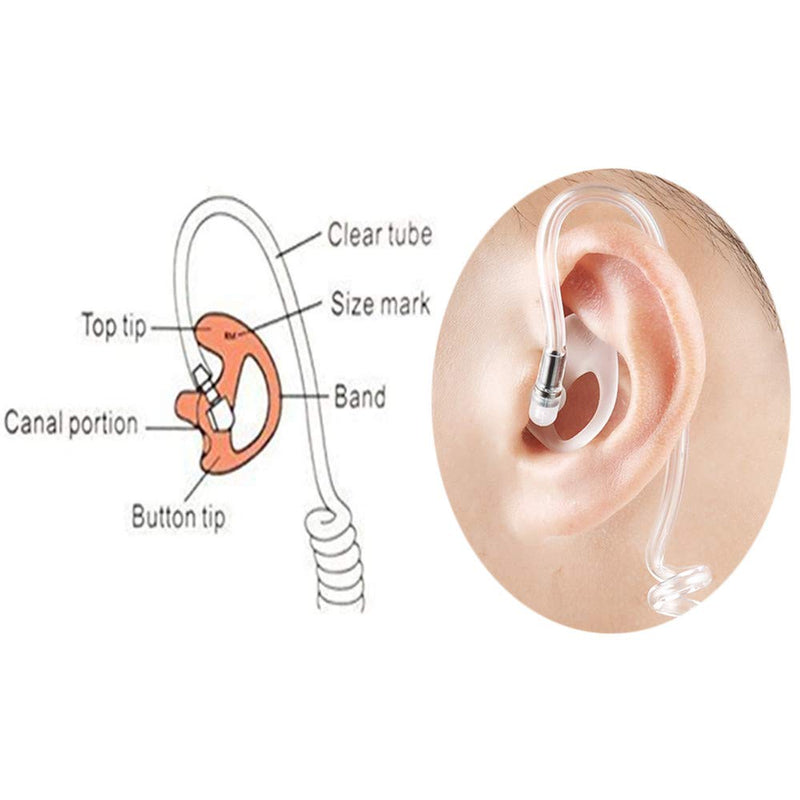[Australia - AusPower] - Radio Ear Mold Earmold Earbud for Two Way Raido Earpiece Air Acoustic Coil Tube Audio Insert Kits (2 Pairs,Large) Large 