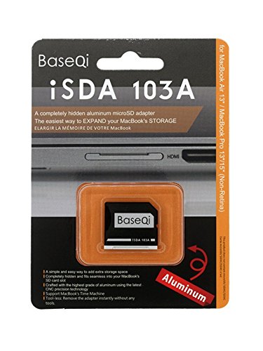 [Australia - AusPower] - BASEQI Aluminum microSD Adapter for MacBook Air 13" and MacBook Pro 13"/15" (Non-Retina) Models 