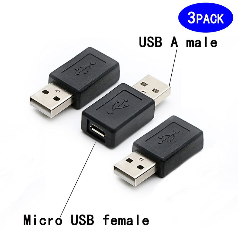 [Australia - AusPower] - 3 Pack USB 2.0 A Male to USB Micro Female Adapter Converter 