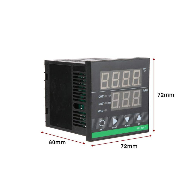 [Australia - AusPower] - Temperature & Humidity Controller Walfront MH0302 LCD Display Panel Mounted Digital Temperature and Humidity Controller Sensor Cable 72 * 72mm with Temperature Sensor 