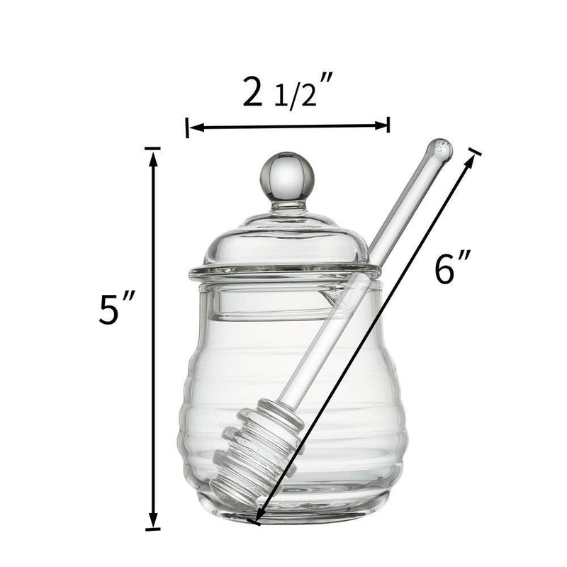 [Australia - AusPower] - Mkono Honey Jar with Dipper and Lid Glass Honey Pot Container Dispenser for Home Kitchen,9 Ounce,Clear 