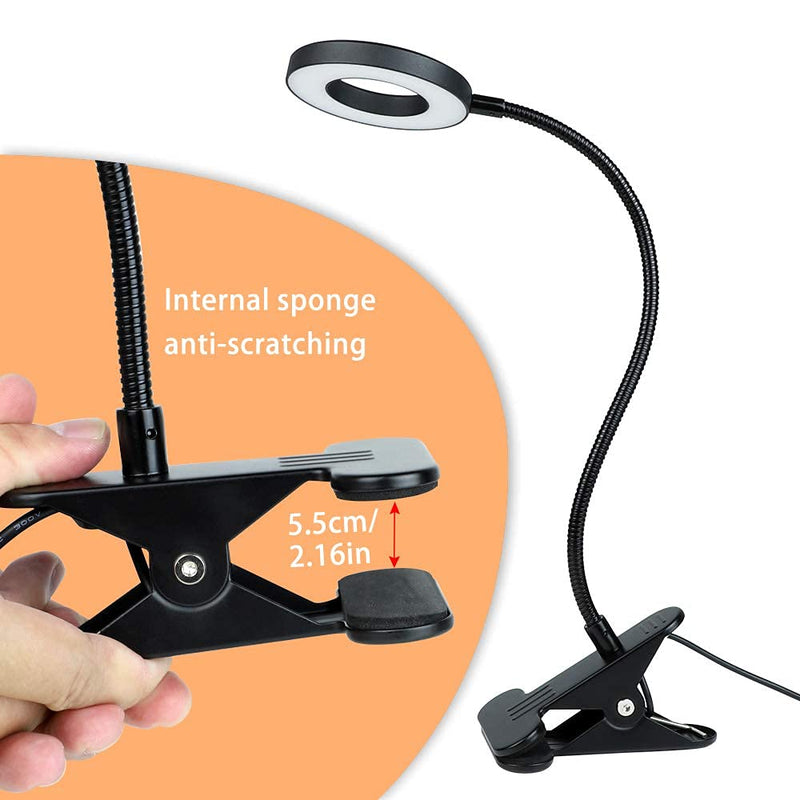 [Australia - AusPower] - DLLT Dimmable Clip on Light, 48 LED USB Book Reading Light, Color Changeable Night Light Clip on for Desk, Bed Headboard, Makeup Mirror, Dorm Room, Computer, Piano Lighting, 15 Brightness (Black) Black 