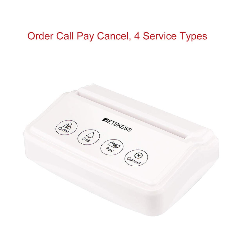 [Australia - AusPower] - Retekess TD001 Restaurant Paging System,Four-Button Pager,Transmitter Call Buttons,Table Card Pager,Long Range for T128 Wrist Watch Receiver 