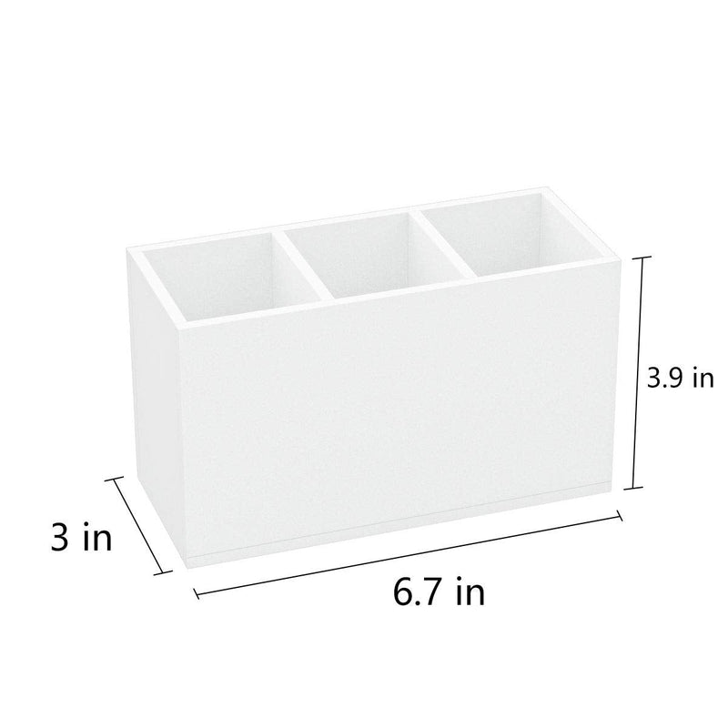 [Australia - AusPower] - NIUBEE Acrylic Pen Holder 3 Compartments, White Pencil Organizer Cup for Countertop Desk Accessory Storage 