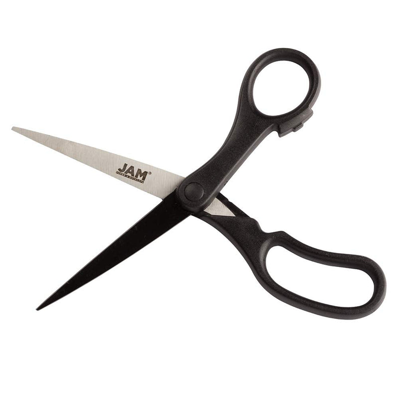 [Australia - AusPower] - JAM PAPER Multi-Purpose Precision Scissors - 8 Inch - Black - Ergonomic Handle & Stainless Steel Blades - Sold Individually 