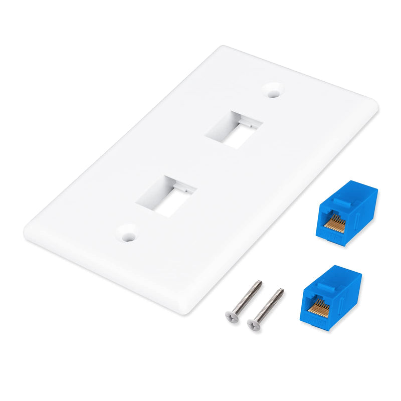 [Australia - AusPower] - Iwillink (2-Pack) 2-Port Ethernet Wall Plate, Keystone Jack Wall Plate with RJ45 Keystone Inline Coupler insert, Female to Female Cat6 Keystone Jack Wall Plate, Blue 2 Pack 2-Port 