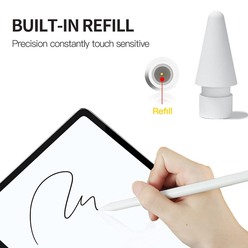 [Australia - AusPower] - Tucana Silicone Pen Tips Compatible for Apple iPad Pencil 1st & 2nd Generation (White 5-Pack) 