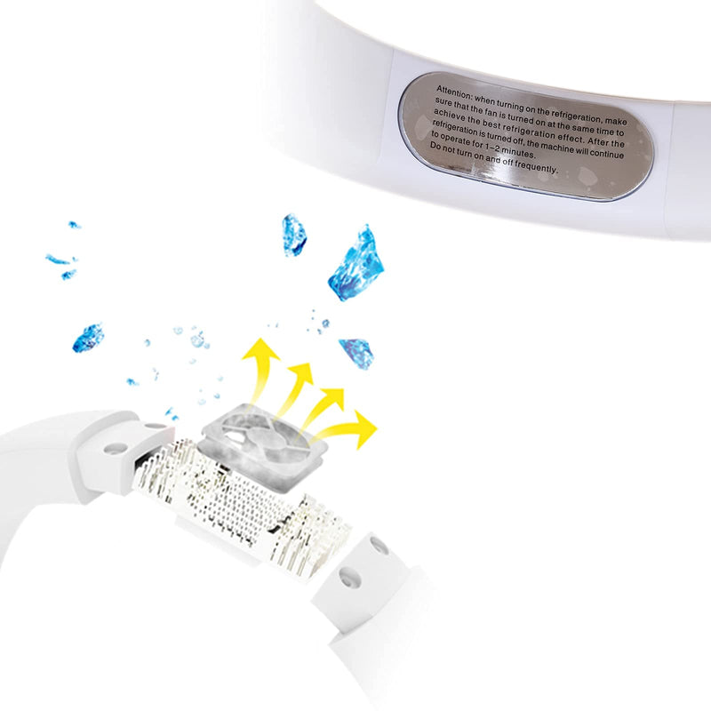 [Australia - AusPower] - Refrigeration Mini Portable Hands Free Leafless Neck Fan with LED Smart Display, 4000mAh Wearable Bladeless Cooling Effect Hanging Neckband Fan, USB Charging Headphone Design Personal Fan, 3 Speeds for Outdoor Indoor (White) White 