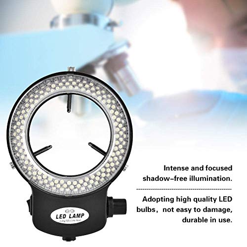 [Australia - AusPower] - Microscope Camera Ring Lamp 144 LED Beads Light Source Brightness Adjustable Variable Control Shadowless Lighting(US Plug 110‑220V (White)) 