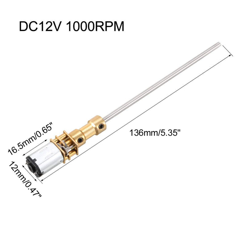 [Australia - AusPower] - uxcell Long Axis N20 Gear Notor Miniature DC Motor 12V 1000RPM Motor Round Shaft Low Speed High Torque 3mm x 100mm 