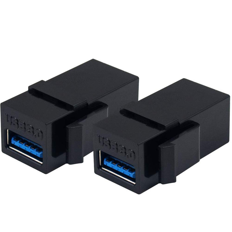 [Australia - AusPower] - Poyiccot USB 3.0 Keystone Jack Inserts, (2-Pack) USB to USB Adapters Female to Female Connector for Wall Plate Outlet Panel-Black 