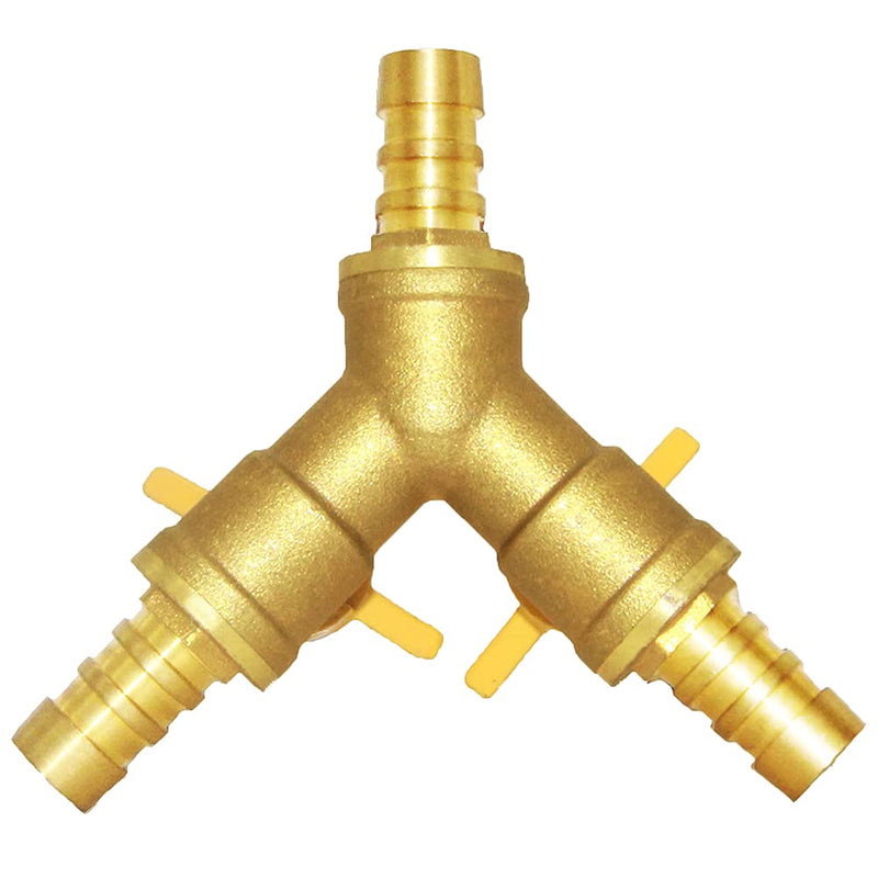 [Australia - AusPower] - Joywayus 3/8" ID Hose Barb, Y Shaped Type 3 Way Brass Shut Off Ball Valve Fitting Large Flow Upgraded Version AY3/8L 