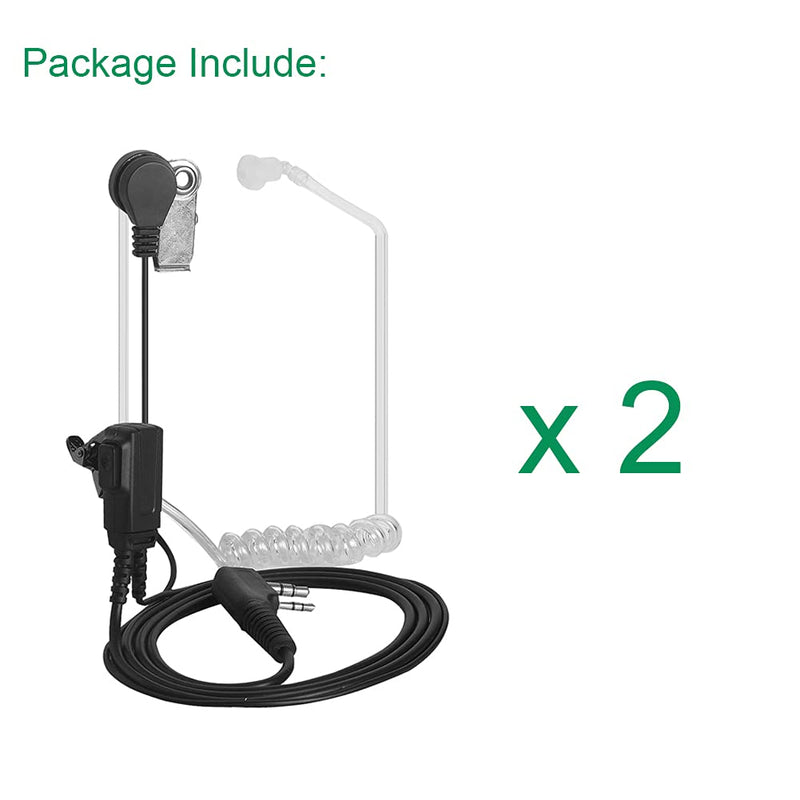[Australia - AusPower] - LSENG Two Way Radio Acoustic Tube Earpiece with Mic 2 Pin PTT Walkie Talkies Headset for Baofeng UV-5R Series BF-888S H-777 TW-325（2 Packs） 