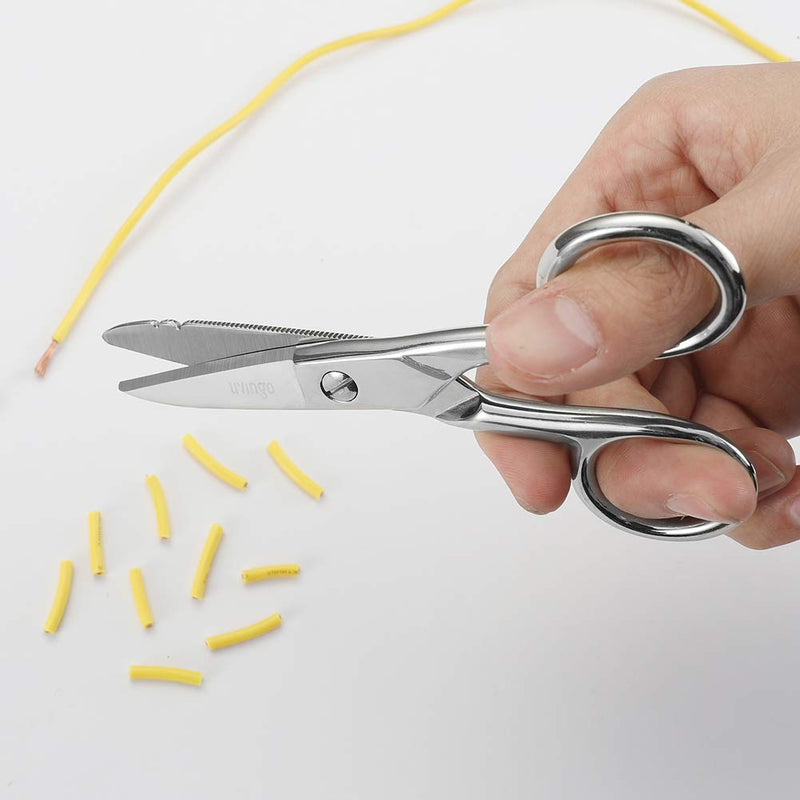 [Australia - AusPower] - LIVINGO 5-1/5 Inch Heavy Duty Electrician Scissors, Professional Forged Stainless Steel Electrical Shears with Notches for Industrial Stripping, Cutting Telecom Cable, Wire 