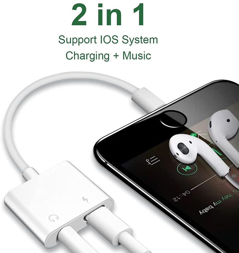 [Australia - AusPower] - [Apple MFi Certified] 2 Pack Headphone Adapter for iPhone,Belcompany 2 in 1 Lightning to 3.5mm Headphone Charging + Music Splitter Adapter Compatible with iPhone 13/12/11/XS/XR/X 8 7 Support All iOS 