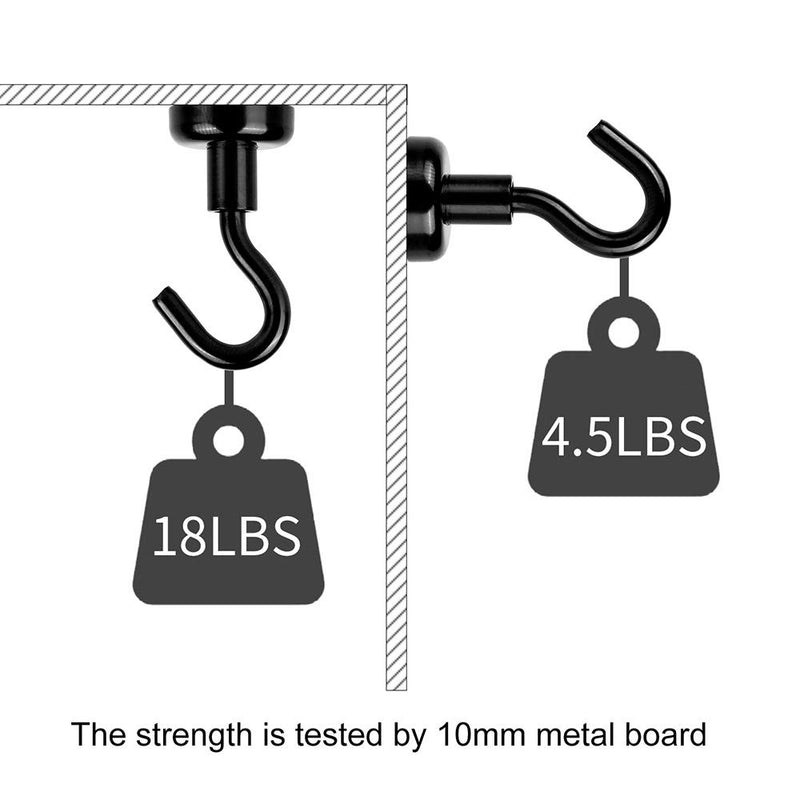 [Australia - AusPower] - MHDMAG Black Magnetic Hooks, Strong Magnets with Neodymium Rare Earth Magnet for Hanging, Holder, Keys. Storage, Door, Office, BBQ, Cruise Ship Access, Black, Pack of 12 22lbs 