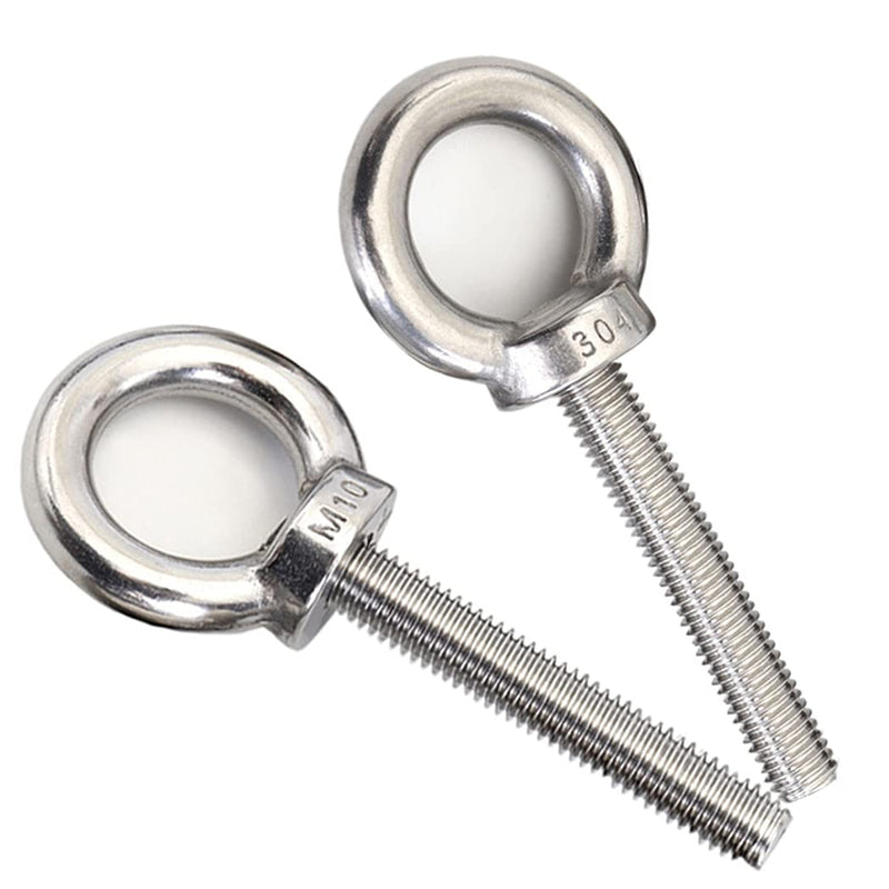 [Australia - AusPower] - AIVOOF Stainless Steel Eye Bolts, 2 Pack M10 Shoulder Eye Bolt 3/8" X 2" Heavy Duty EyeBolts Screws in Eye Hooks with Washer and Nuts for Lifting Ring Eyebolt 2pcs 
