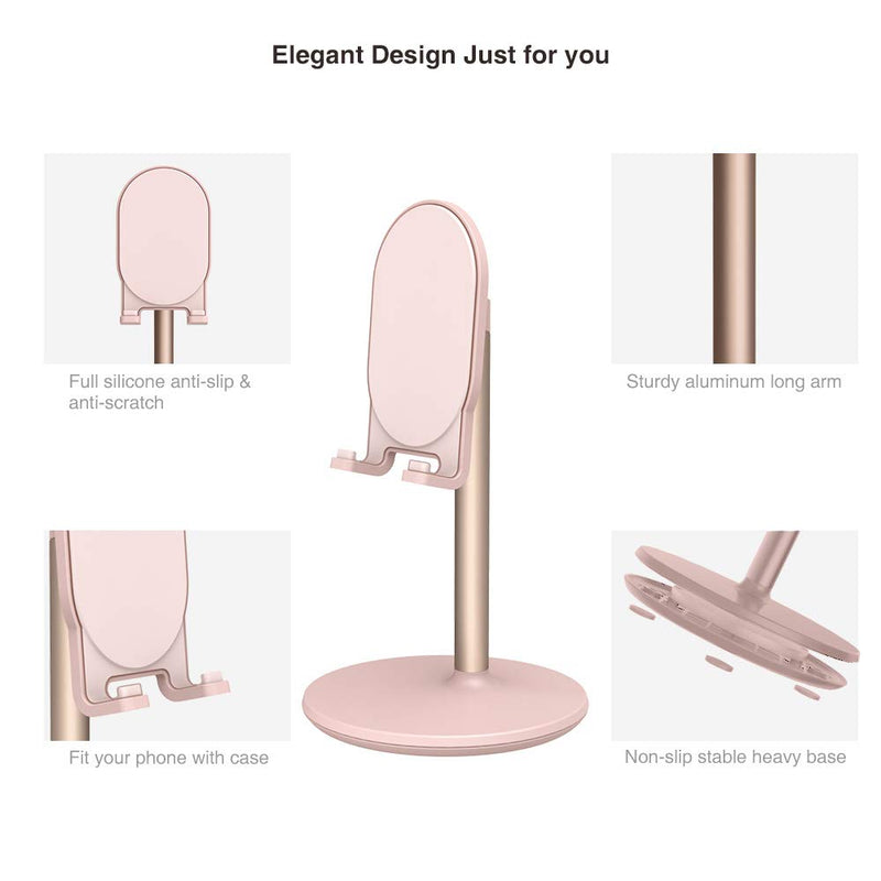 [Australia - AusPower] - Phone Stand for Desk,BRIGHT STONE Adjustable Tablet Stand Phone Holder for Desk, Compatible with 4"-12.9" Phones/Tablet /iPhone/iPad/Switch (Pink) Pink 