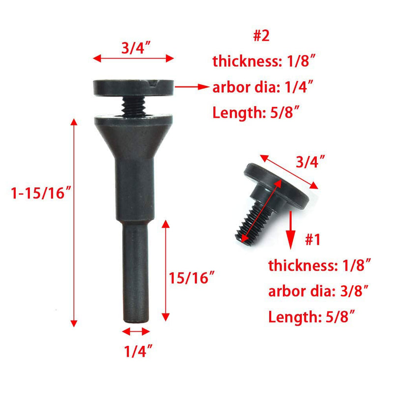 [Australia - AusPower] - scottchen PRO Mounting Mandrel 3/8" & 1/4" Arbor Hole for Type 1 Cut-Off Wheel 1/4" Shaft for Die Grinder Rotary Tool - 2 Pack 