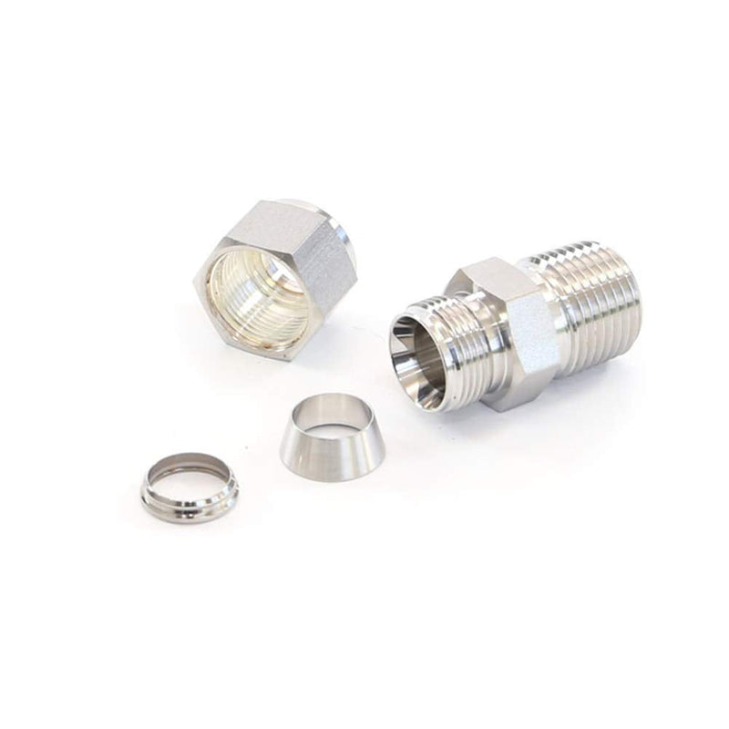[Australia - AusPower] - Beduan 304 Stainless Steel Compression Fitting Ferrule, 3/8" Tube OD x 1/4 " NPT Male, Straight Adapter Connect with Double Ferrules (Pack of 5) 1/4 NPT x 3/8"OD(5 Pcs) 