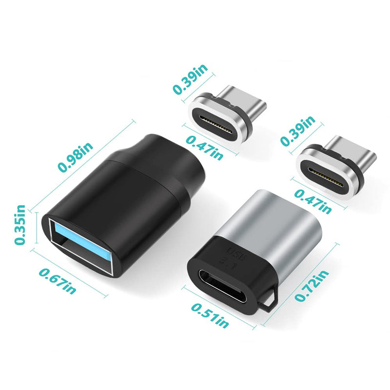 [Australia - AusPower] - USB C Magnetic Adapter Straight 100W + USB C to USB Adapter Magnetic C Connector Support Data Transfer Compatible with MacBook Pro/Air/ Type C Devices 