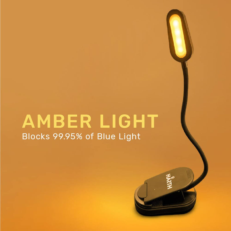 [Australia - AusPower] - Blue Blocking Book Light. Eye Care Sleep Aid Amber Night Light Reading Clip On Simulates Sunset Indoors. Rechargeable Battery with Dual Brightness Settings 