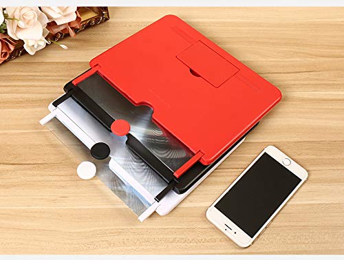 [Australia - AusPower] - siduater 10" Screen Magnifier, 3D HD Smart Phone Magnifier Projector Screen for Movies, Videos, and Gaming – Foldable Phone Stand with Screen Amplifier, Supports All Smartphones, Red 