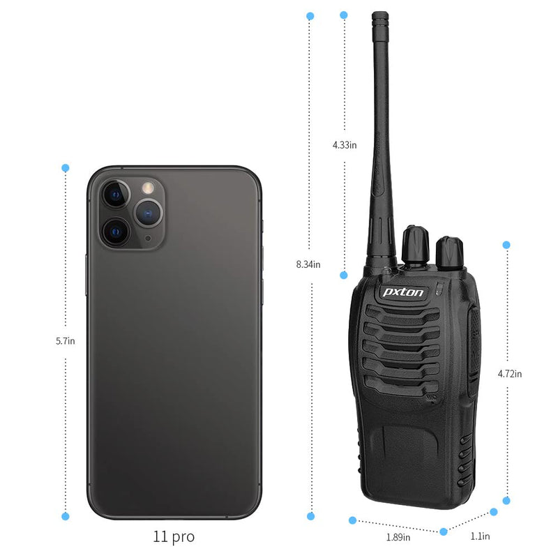 [Australia - AusPower] - pxton PX-8S-01 walkie talkies for Adults with Upgraded Headset,Handheld Portable Two Way radios Long Range Include Rechargeable walkie Talkie Li-ion Battery and USB Charger（2 Pack） 