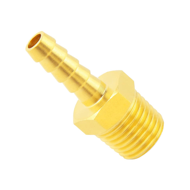 [Australia - AusPower] - Metaland Brass 1/4" Barb x 1/4" NPT Male Pneumatic Air Hose Fittings with Hose Clamps (Pack of 5) 1/4" Barbx 1/4"NPT 