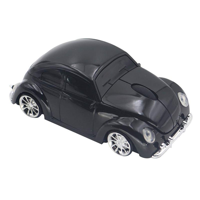[Australia - AusPower] - ECOiNVA VW Beetle Wireless Sports Car Shape Mouse Mice Computer Laptop PC Optical Mouse 2.4GHz Nano USB AAA Battery Power Glossy Surface LED Light (Black) Black 