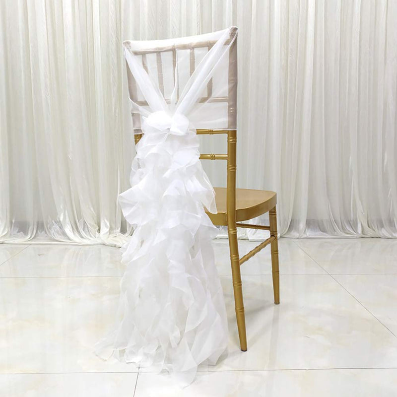 [Australia - AusPower] - SunriseMall Milk Yarn Chair Cover, Tulle Chair Back Cap Covers for Bridal Shower, Wedding, Baby Shower Decoration Long Tulle High Chair Skirt Slipcovers (White, 2pcs) White 