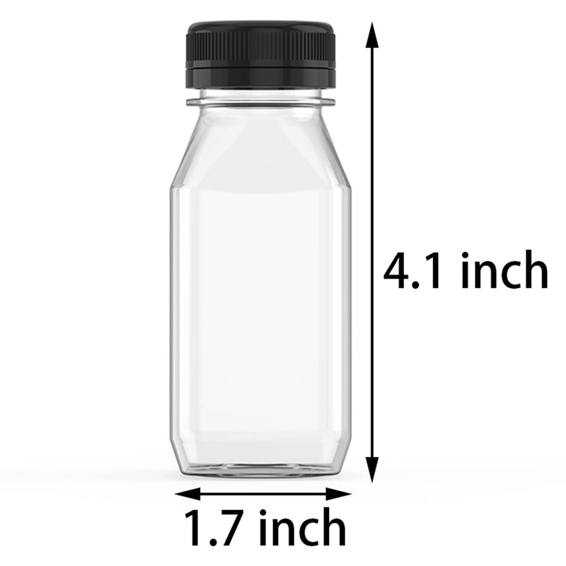 [Australia - AusPower] - 10 Pcs 4 Ounce Plastic Juice Bottle Drink Containers Juicing Bottles with Random Lids, Suitable for Juice, Smoothies, Milk and Homemade Beverages 