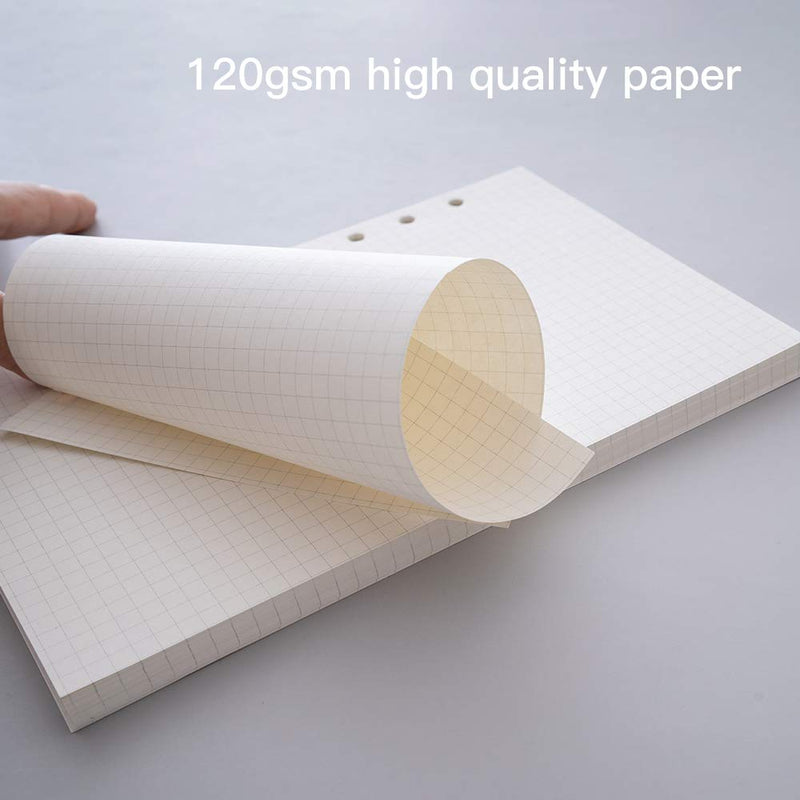 [Australia - AusPower] - Grid Loose Leaf Notebook Paper 6 Hole Punched College Ruled Paper Notebooks for 6 Ring Binder Refillable Diary Notepads Eye Protection Beige Paper A5 Size A5 Grid Paper 
