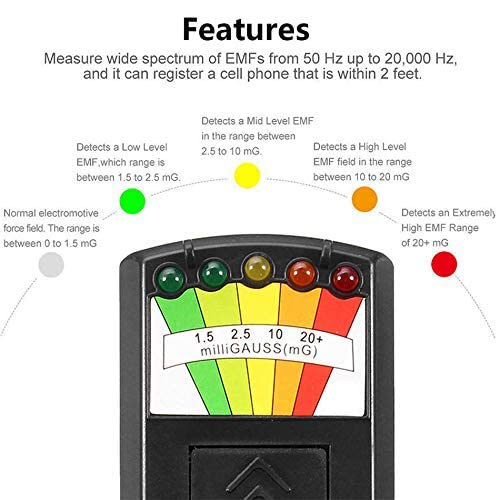 [Australia - AusPower] - 5 LED EMF Meter Magnetic Field Detector Ghost Hunting Paranormal Equipment Tester Counter 