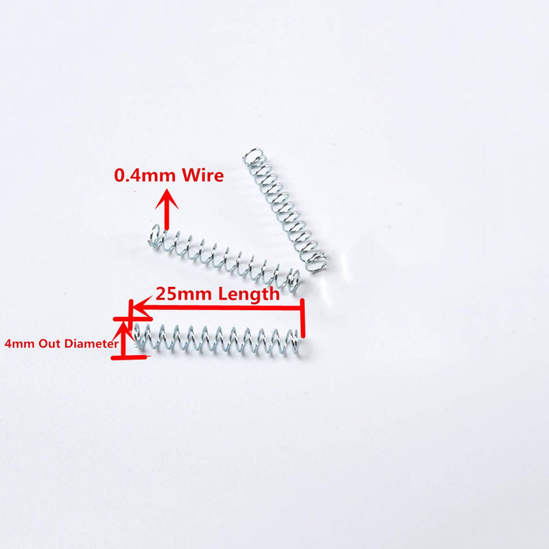 [Australia - AusPower] - 100PCS Customized Galvanizing Zinc Plated Steel Wire Metal Small Constant Ballpoint Pen Compression Springs 0.4mm Wire Diameter*4mm Out Diameter*25mm Length 