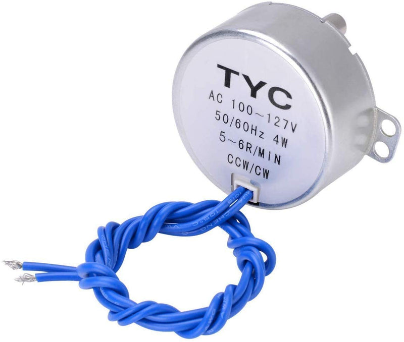 [Australia - AusPower] - 2PCS Cup Turner Motor Synchronous Synchron Motor 50/60Hz AC 100~127V CCW/CW 4W with 7mm Flexible Coupling Connector and 6ft Power Cord Switch Plug for Hand-Made, School Project, Model (5-6R) 