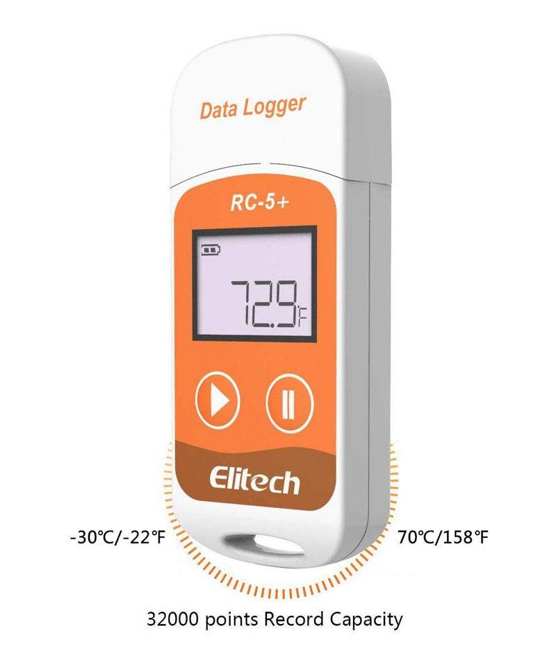 [Australia - AusPower] - Elitech RC-5+ USB Temperature Data Logger Reusable Recorder PDF DDL 1Pack-RC-5+ 