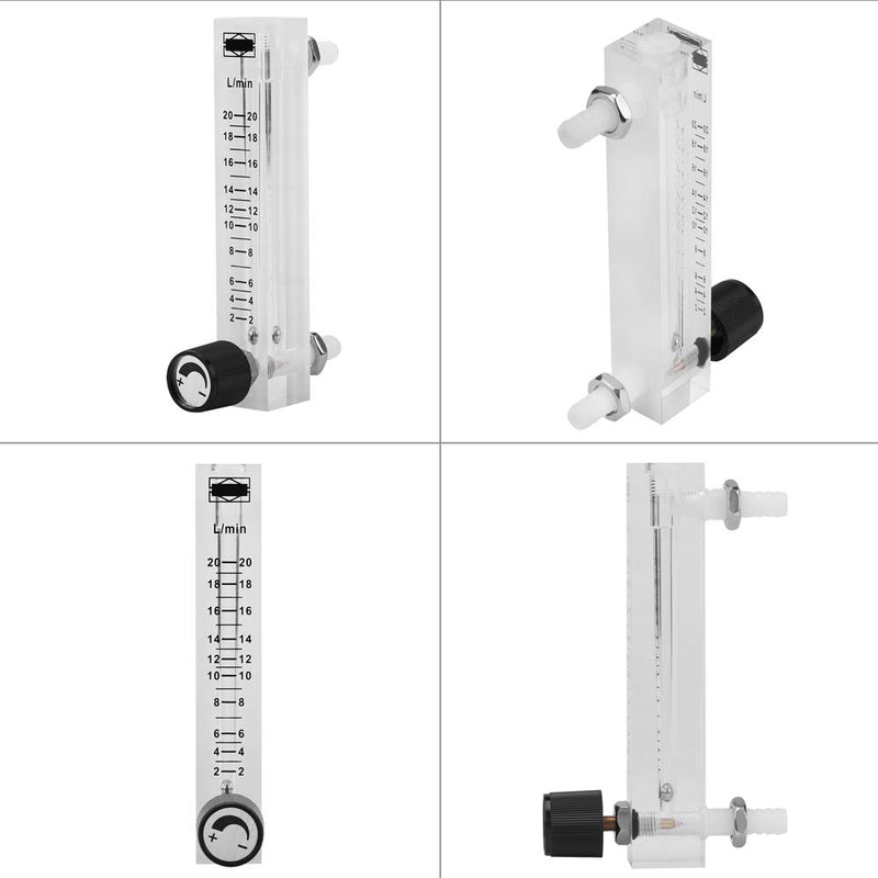 [Australia - AusPower] - LZQ-7 Flowmeter 2-20LPM Acrylic Air Gas Flowmeter with Control Valve for Measuring Controlling Gas Flow 