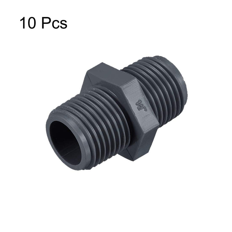 [Australia - AusPower] - uxcell Pipe Fittings Connector G1/2 X G1/2 Male Thread Adapter Plastic Hex Nipple 10pcs 