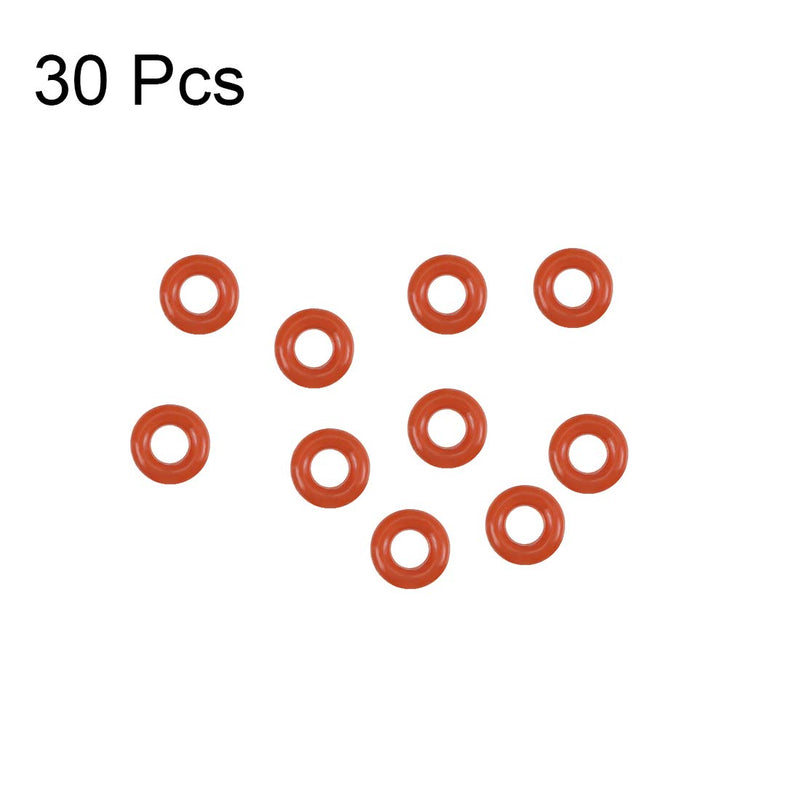 [Australia - AusPower] - uxcell Silicone O-Ring, 4mm OD, 2mm ID, 1mm Width, VMQ Seal Rings Gasket, Red, Pack of 30 4mmx2mmx1mm 