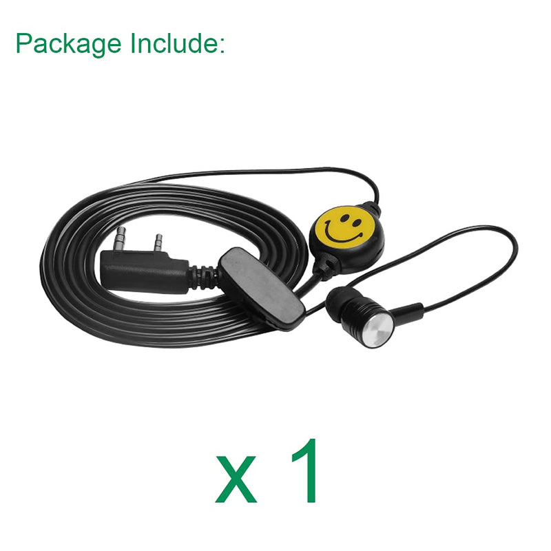 [Australia - AusPower] - LSENG Walkie Talkies Earpiece with Mic Detachable G-Shaped Earhook Two Way Radio Headset 2 Pin PTT for Baofeng UV-5R AR-5 BF-888S 1 Pack 