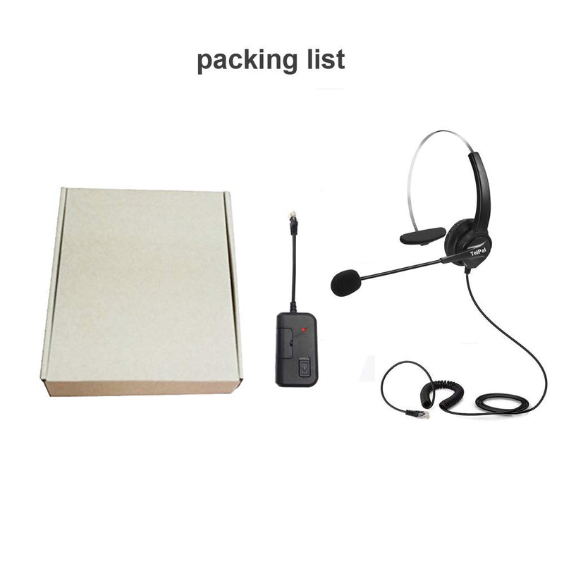 [Australia - AusPower] - TelPal Noise Cancelling Telephone Headset One Ear with Mic & Adapter for Call Center, Desk Phone Headset, Perfect for Phone Sales, Insurance, Hospitals, Telecom Operators - [Monaural] Monaural Headset 