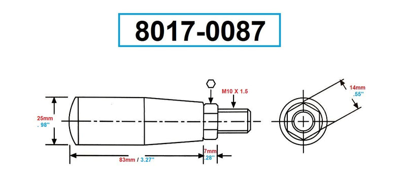 [Australia - AusPower] - Pro Series by HHIP 8017-0087 M10 x 13 Thread Revolving Handle 25mm Dia x 83mm Length M10x13mm Thread 