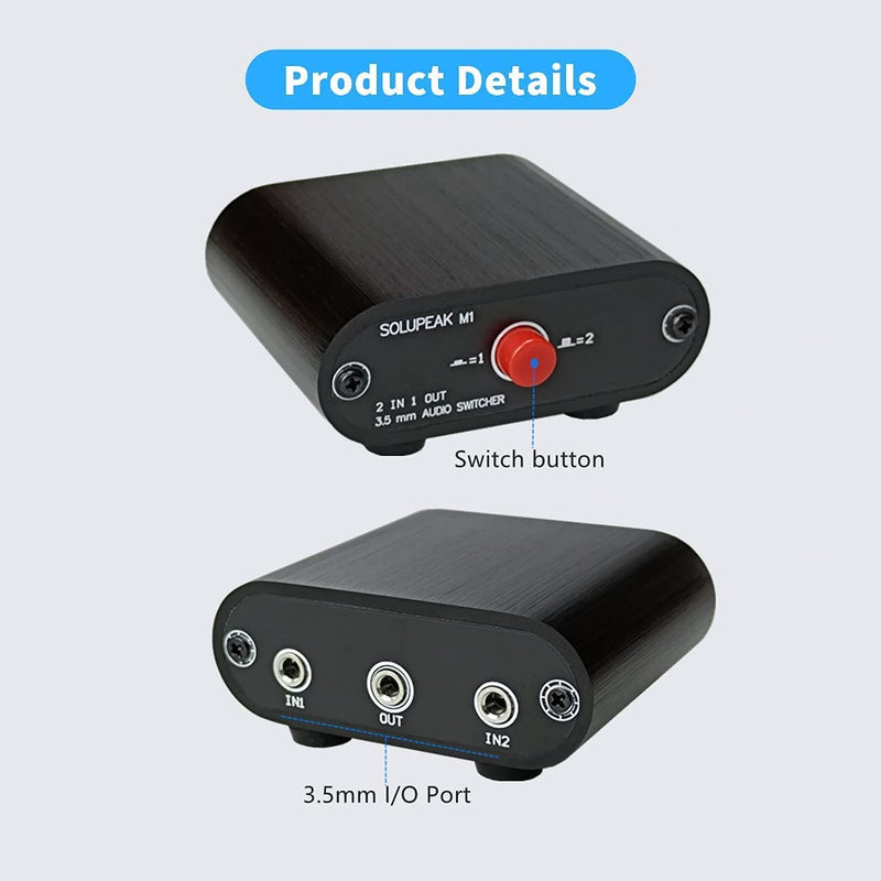 [Australia - AusPower] - 2 in 1 Out 3.5mm Stereo Audio Switch aux switcher Speaker selector Distributor 2 to 1 Splitter Box M1 