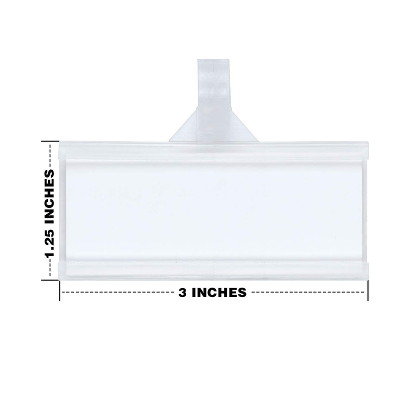[Australia - AusPower] - Reusable Plastic Wire Shelf Label Holder, for Pantry Retail Shopping Mall Store, Supermarket UPC Price Card & Ticket Display, Strong & Easy Clip Design Tight Snap Lock Closure. 1-1/4" H X 3" W (100) 100 