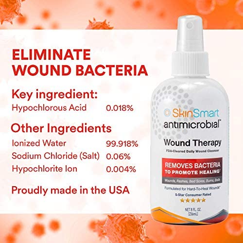 [Australia - AusPower] - SkinSmart Antimicrobial Wound Therapy, Hypochlorous Acid Safely Removes Bacteria so Wounds Can Heal, 8 Ounce Clear Spray 